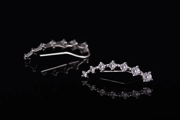 Crystal Star Stud Earrings with 925 Silver Needle