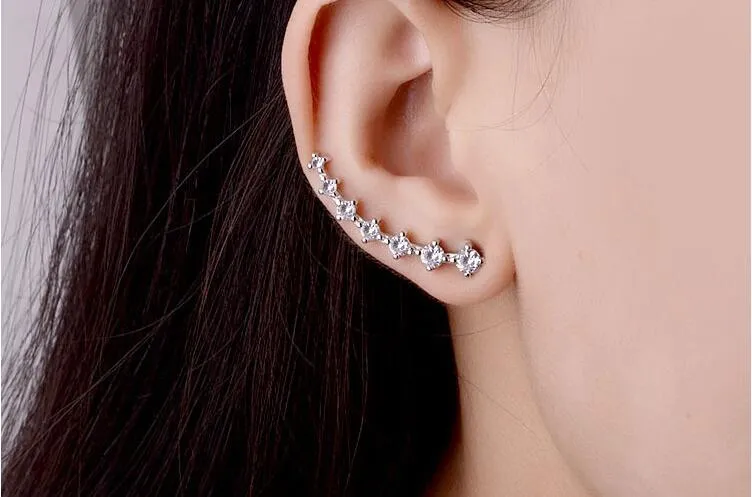 Crystal Star Stud Earrings with 925 Silver Needle