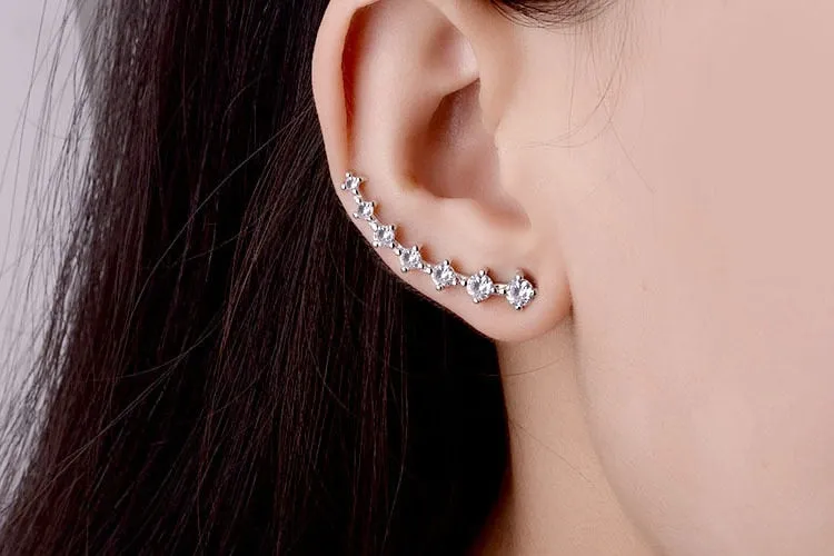 Crystal Star Stud Earrings with 925 Silver Needle