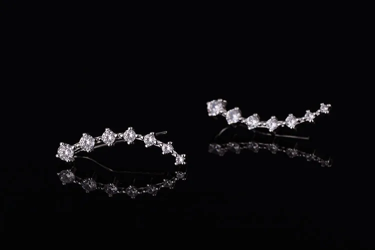 Crystal Star Stud Earrings with 925 Silver Needle