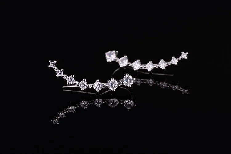 Crystal Star Stud Earrings with 925 Silver Needle