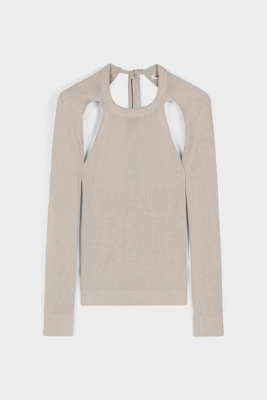 CUTOUT COUTURE SWEATER IN STONE COLOUR