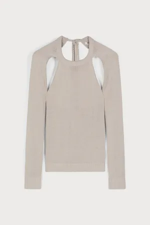 CUTOUT COUTURE SWEATER IN STONE COLOUR