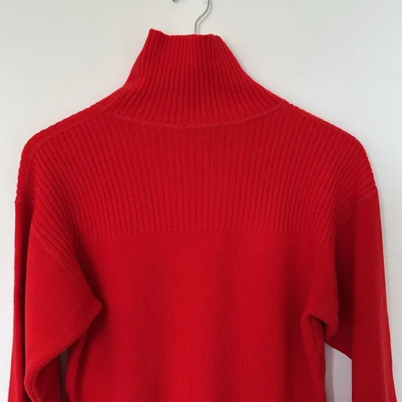 Demetre Vintage 80's Red Virgin Wool Turtleneck Ski Sweater