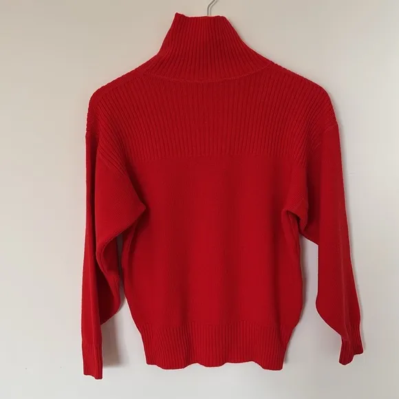 Demetre Vintage 80's Red Virgin Wool Turtleneck Ski Sweater