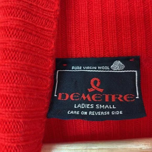 Demetre Vintage 80's Red Virgin Wool Turtleneck Ski Sweater