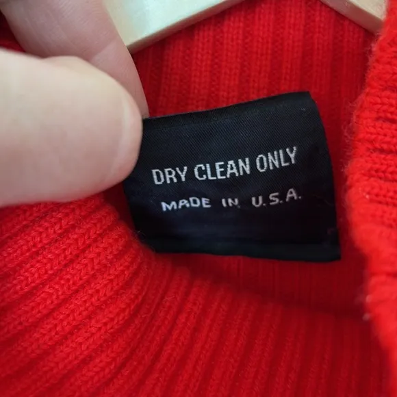 Demetre Vintage 80's Red Virgin Wool Turtleneck Ski Sweater
