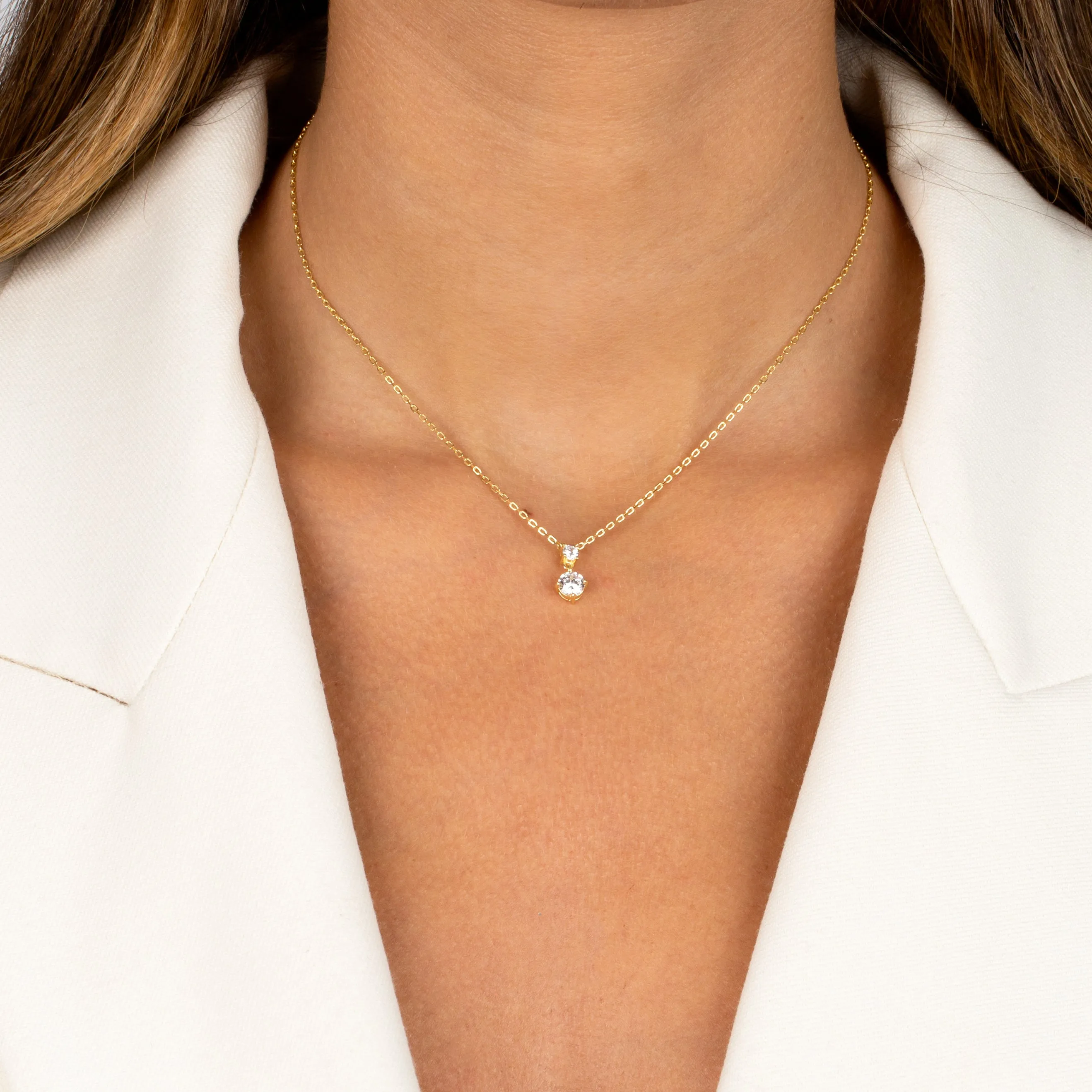 Double Dangle CZ Necklace