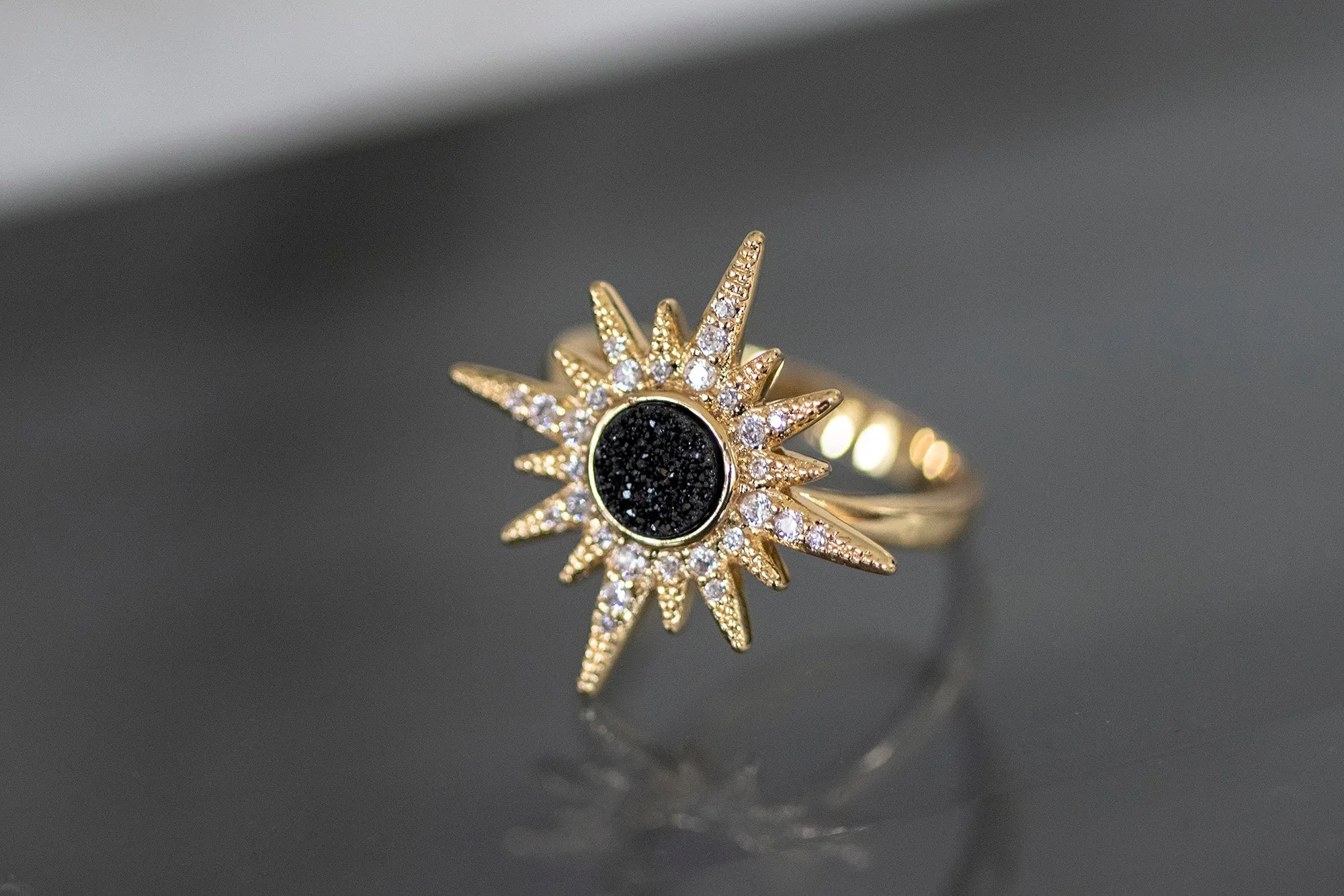Druzy Burst Ring (Black)