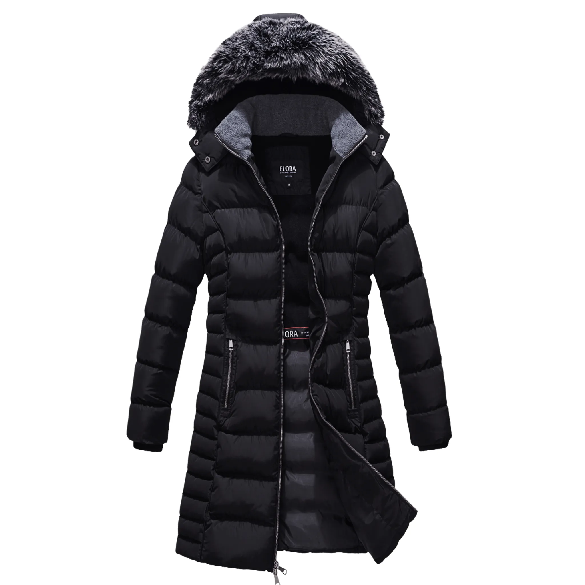 ELORA Women’s Winter Puffer Coat - Cozy Polar Fleece Lining & Detachable Hood