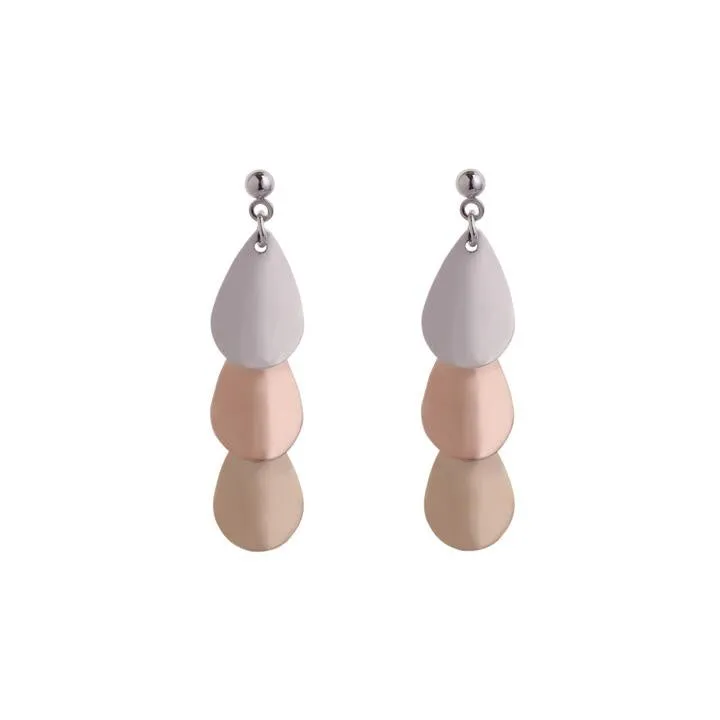 ETERNALMIXED METAL TEARDROP LINK DROP EARRINGS