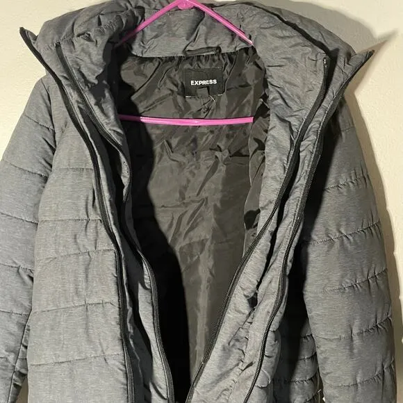 Express woman’s long puffer coat,  small, winter coat, puffer coat
