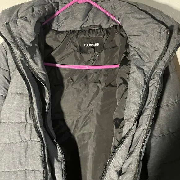 Express woman’s long puffer coat,  small, winter coat, puffer coat