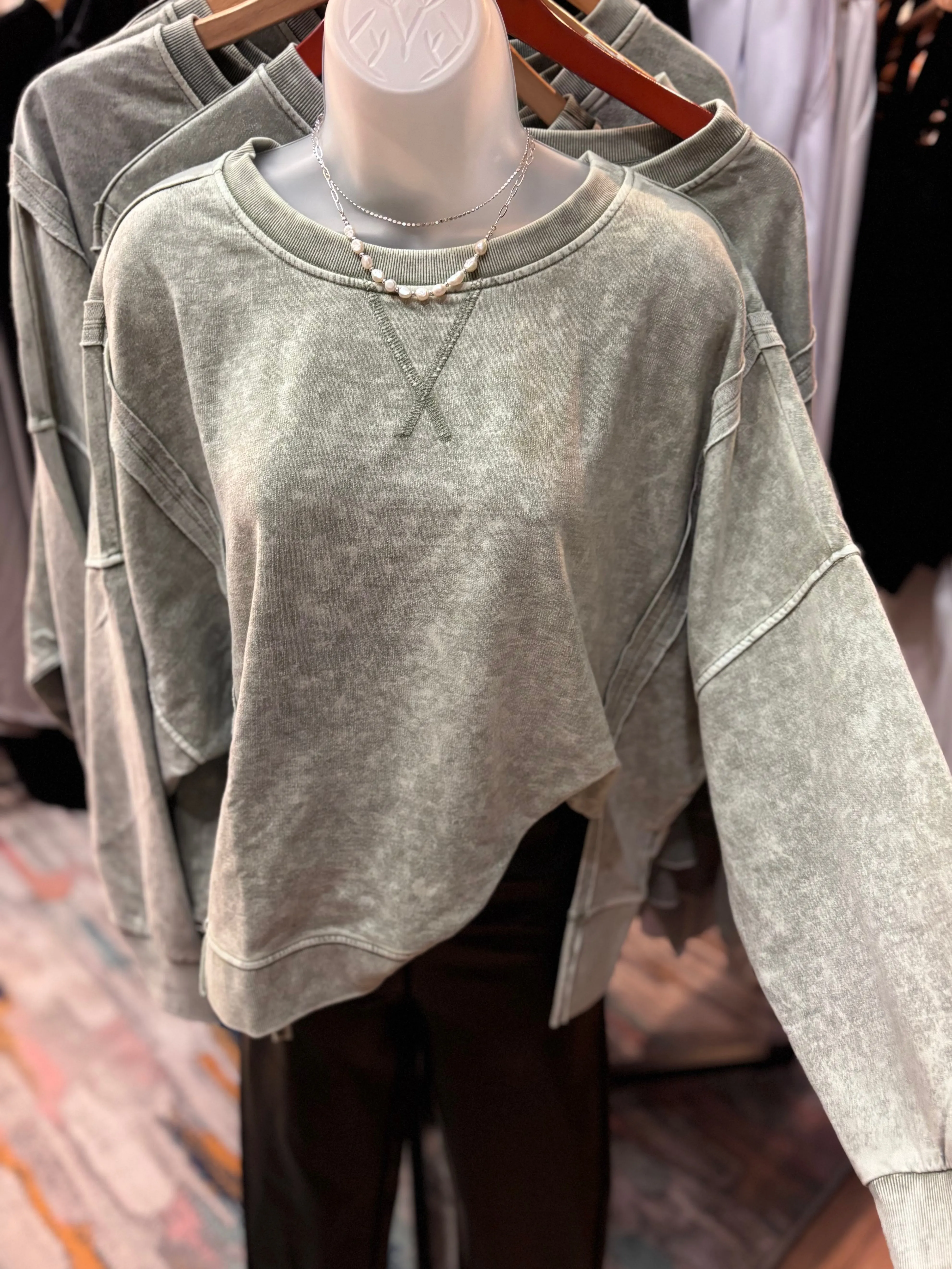 Faded Green Long-Sleeve Sweater