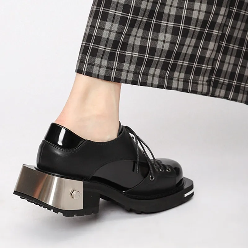 Fashion Women Round Toe Metal Chain Buckle Flats