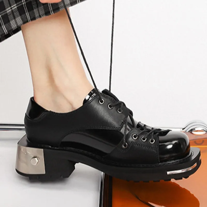 Fashion Women Round Toe Metal Chain Buckle Flats