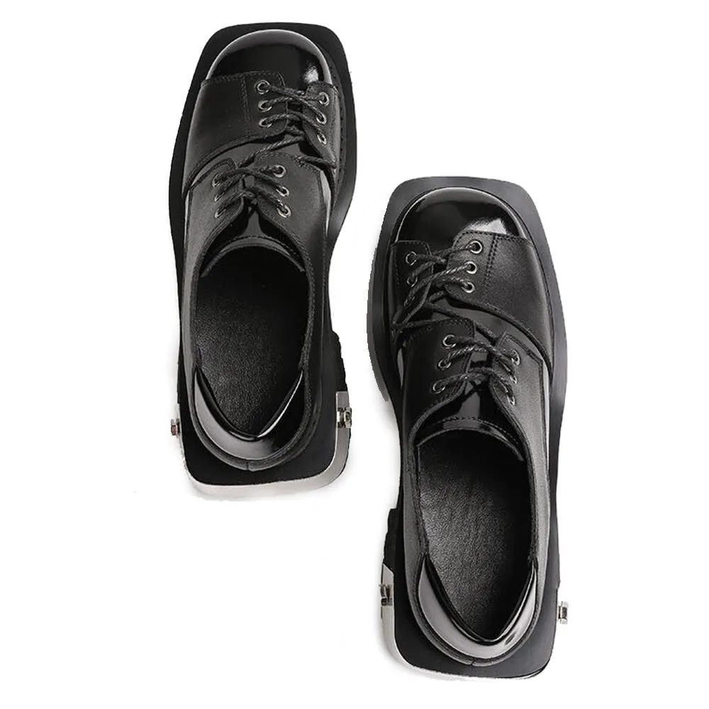 Fashion Women Round Toe Metal Chain Buckle Flats