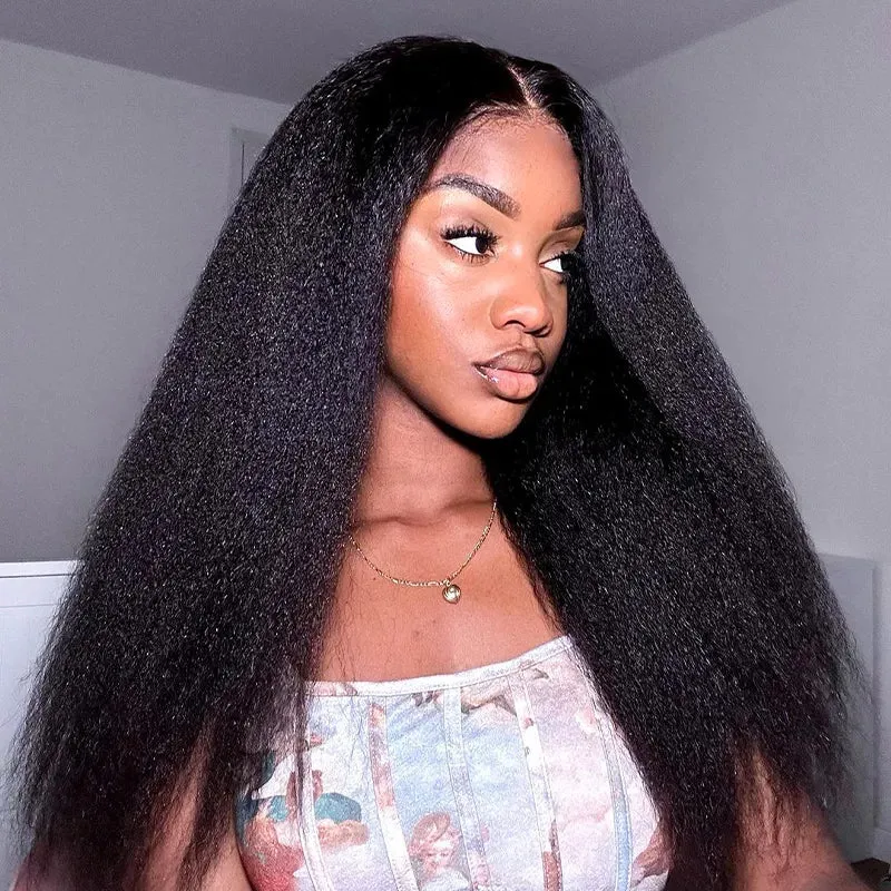 Flash Sale 6x4.5 Pre Cut Lace Closure Kinky Straight Wig Human Hair