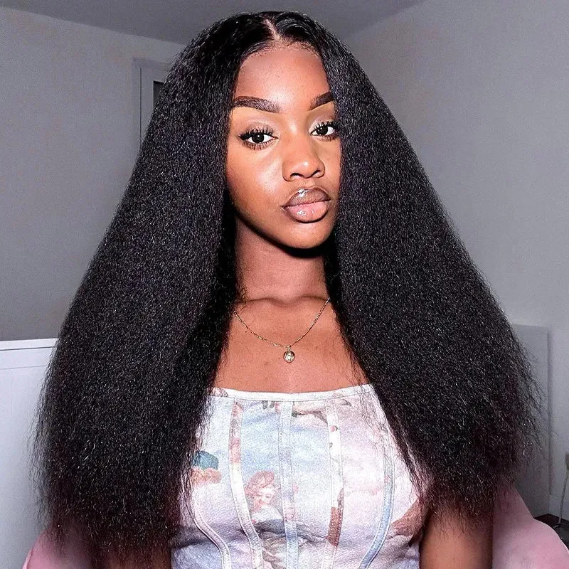 Flash Sale 6x4.5 Pre Cut Lace Closure Kinky Straight Wig Human Hair