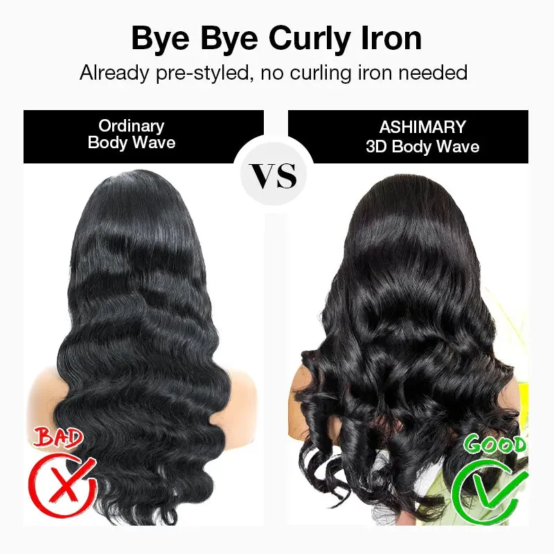 Flash Sale Body Wave 6x4.5 Lace Closure Wig 3D Bouncy Body Wave Natural Color 180% Density