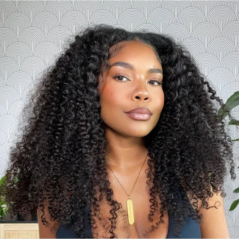 Flash Sale Kinky Curly 6x4.5 Pre-Cut Transparent Lace Closure Wig Glueless Ready To Go Human Hair Wig