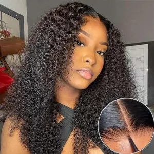 Flash Sale Kinky Curly 6x4.5 Pre-Cut Transparent Lace Closure Wig Glueless Ready To Go Human Hair Wig