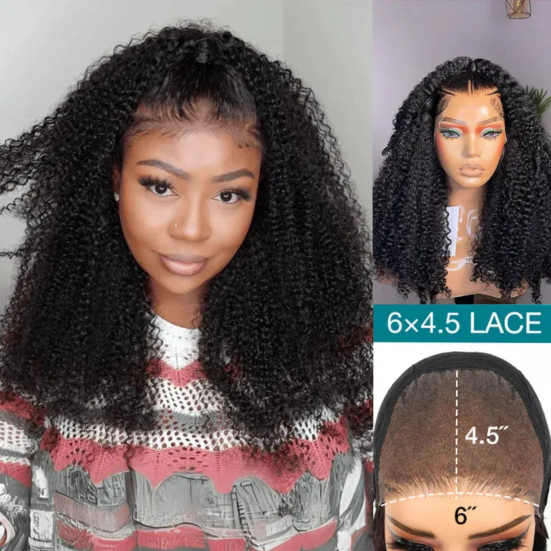 Flash Sale Kinky Curly 6x4.5 Pre-Cut Transparent Lace Closure Wig Glueless Ready To Go Human Hair Wig
