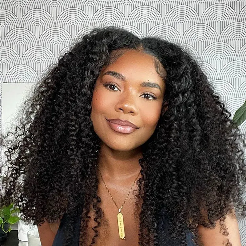 Flash Sale Kinky Curly 6x4.5 Pre-Cut Transparent Lace Closure Wig Glueless Ready To Go Human Hair Wig