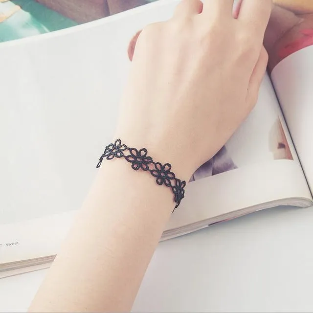 Free shipping Vintage flower lace water drop bracelets & bangles wrist handmade accessories Gothic jewelry bracelets accessory
