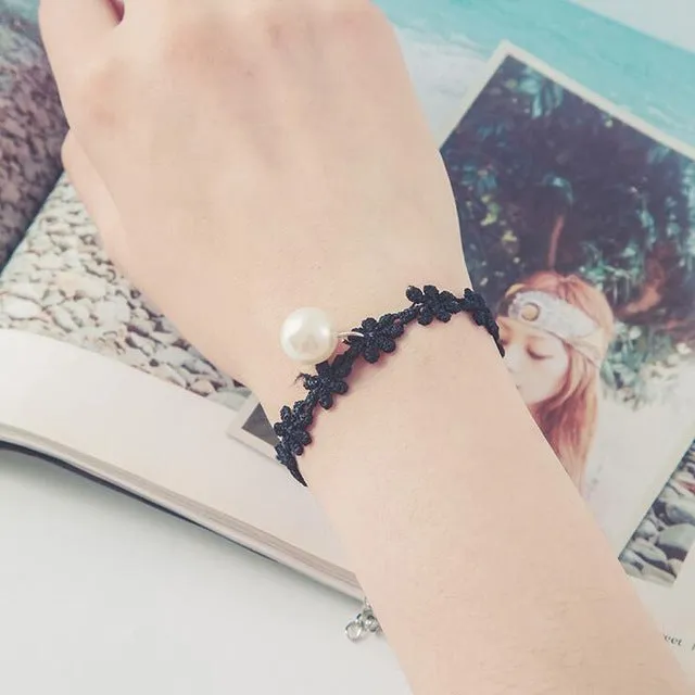 Free shipping Vintage flower lace water drop bracelets & bangles wrist handmade accessories Gothic jewelry bracelets accessory