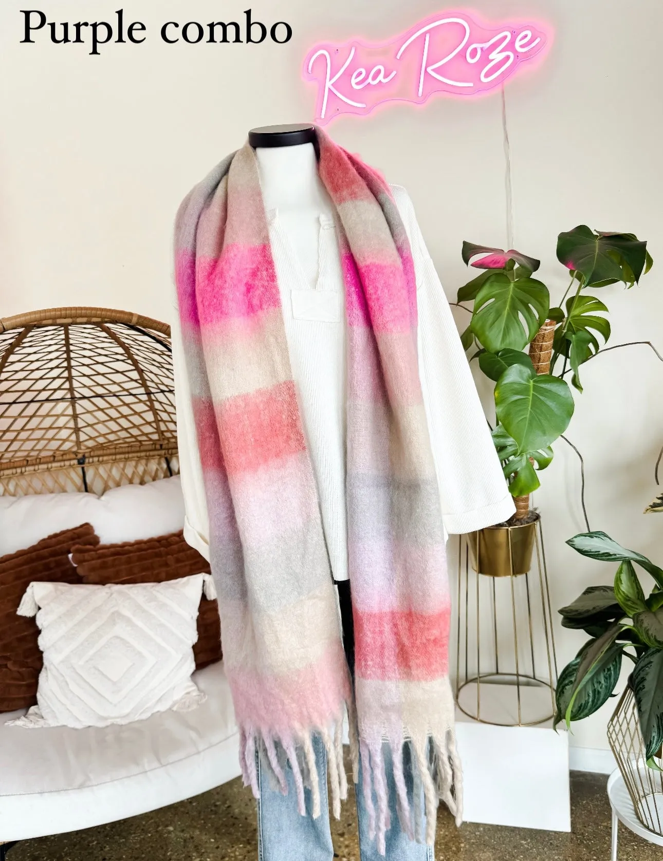 FRINGE TRIM SCARF- 4 COLOR OPTIONS