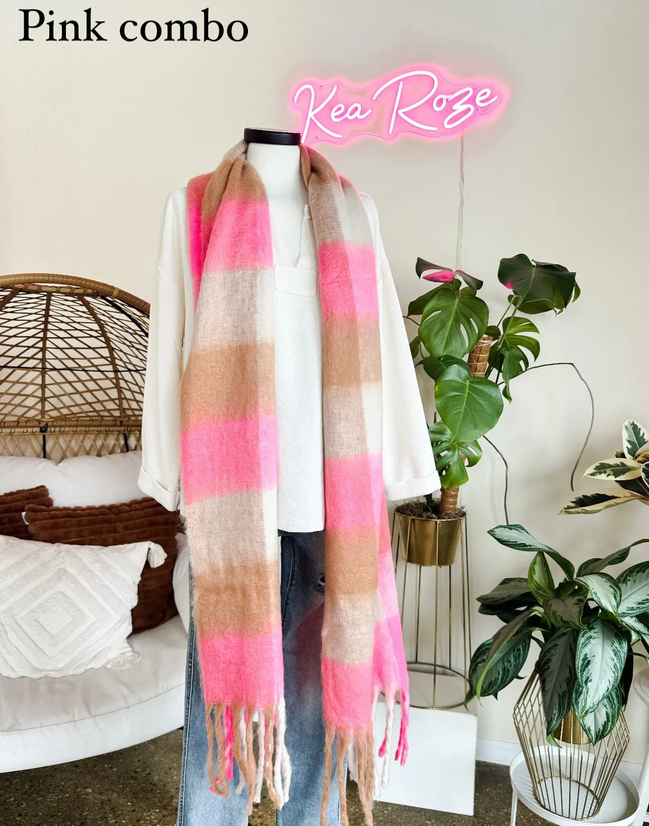 FRINGE TRIM SCARF- 4 COLOR OPTIONS