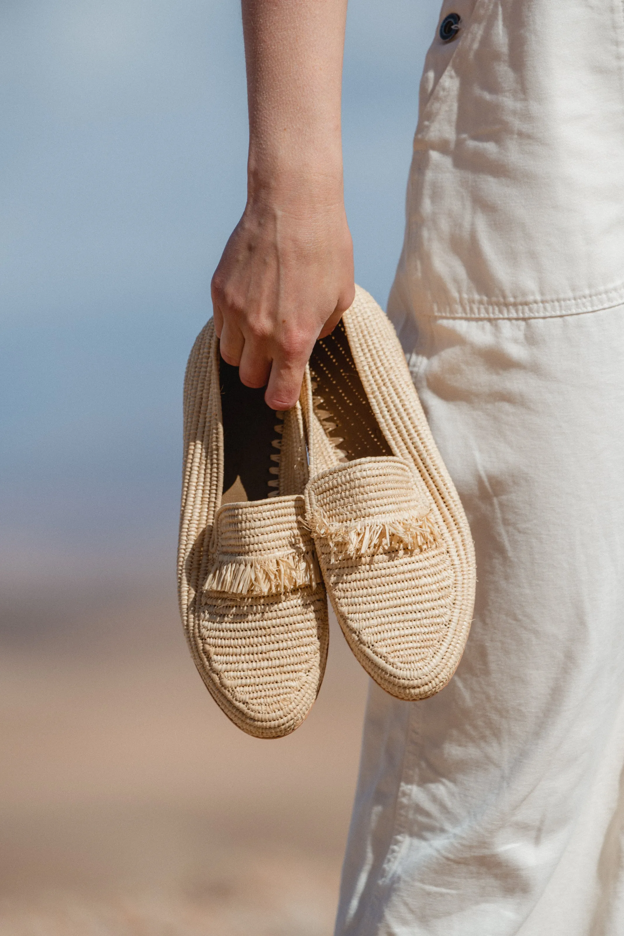 Fringed Raffia Loafers 'ZAHRA'