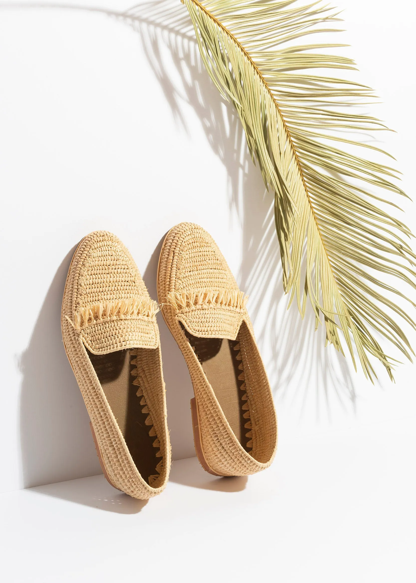 Fringed Raffia Loafers 'ZAHRA'