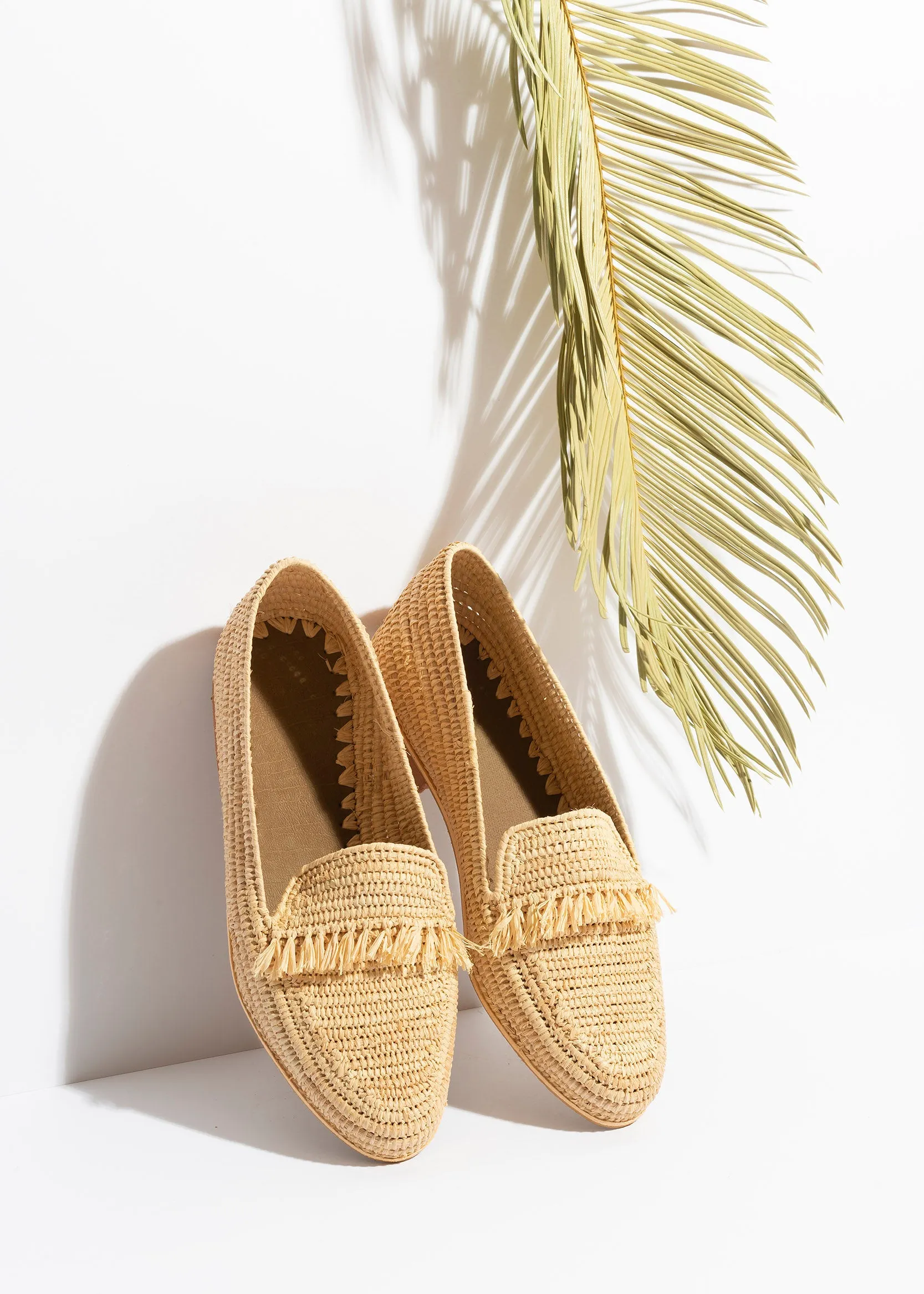 Fringed Raffia Loafers 'ZAHRA'