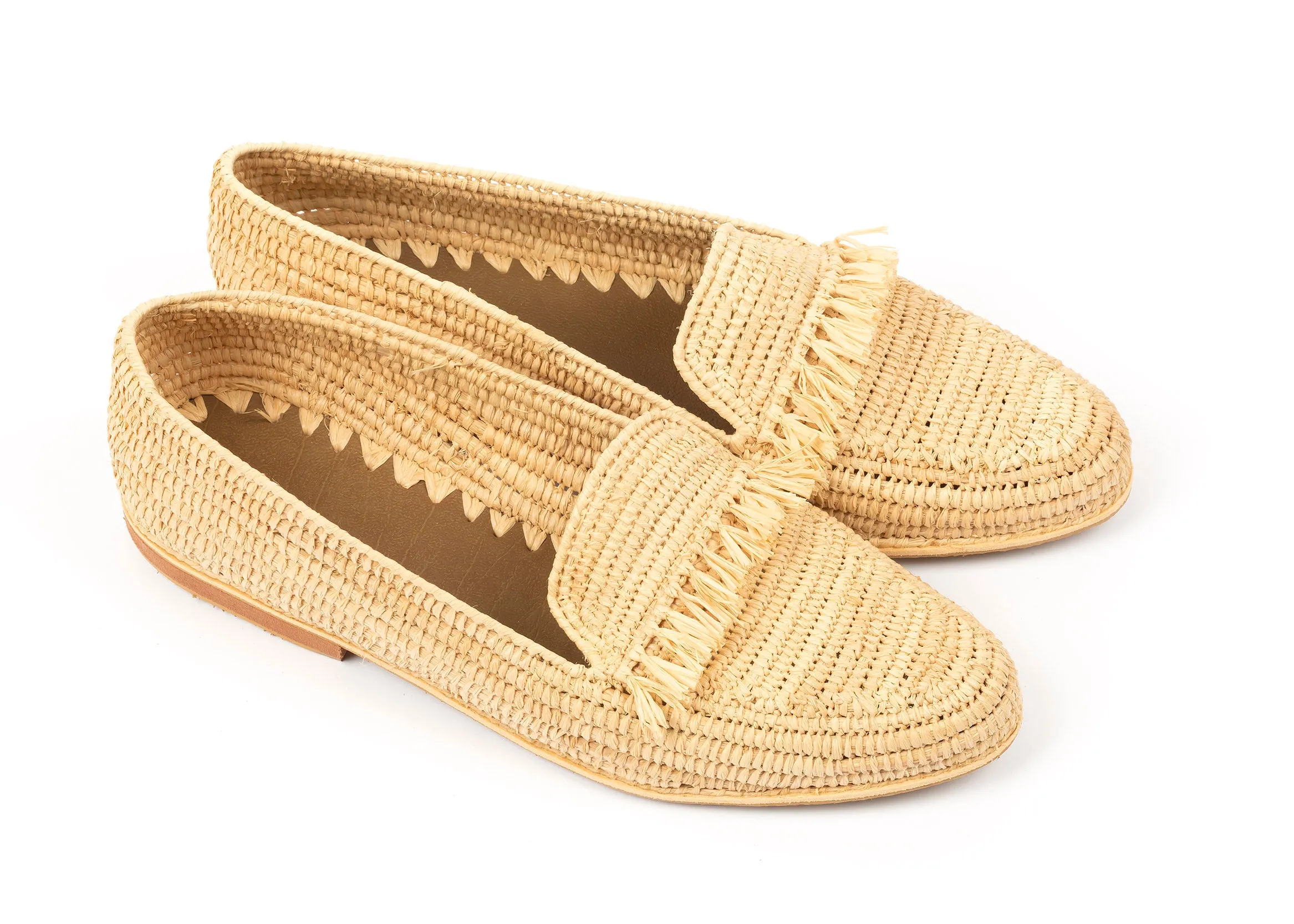 Fringed Raffia Loafers 'ZAHRA'