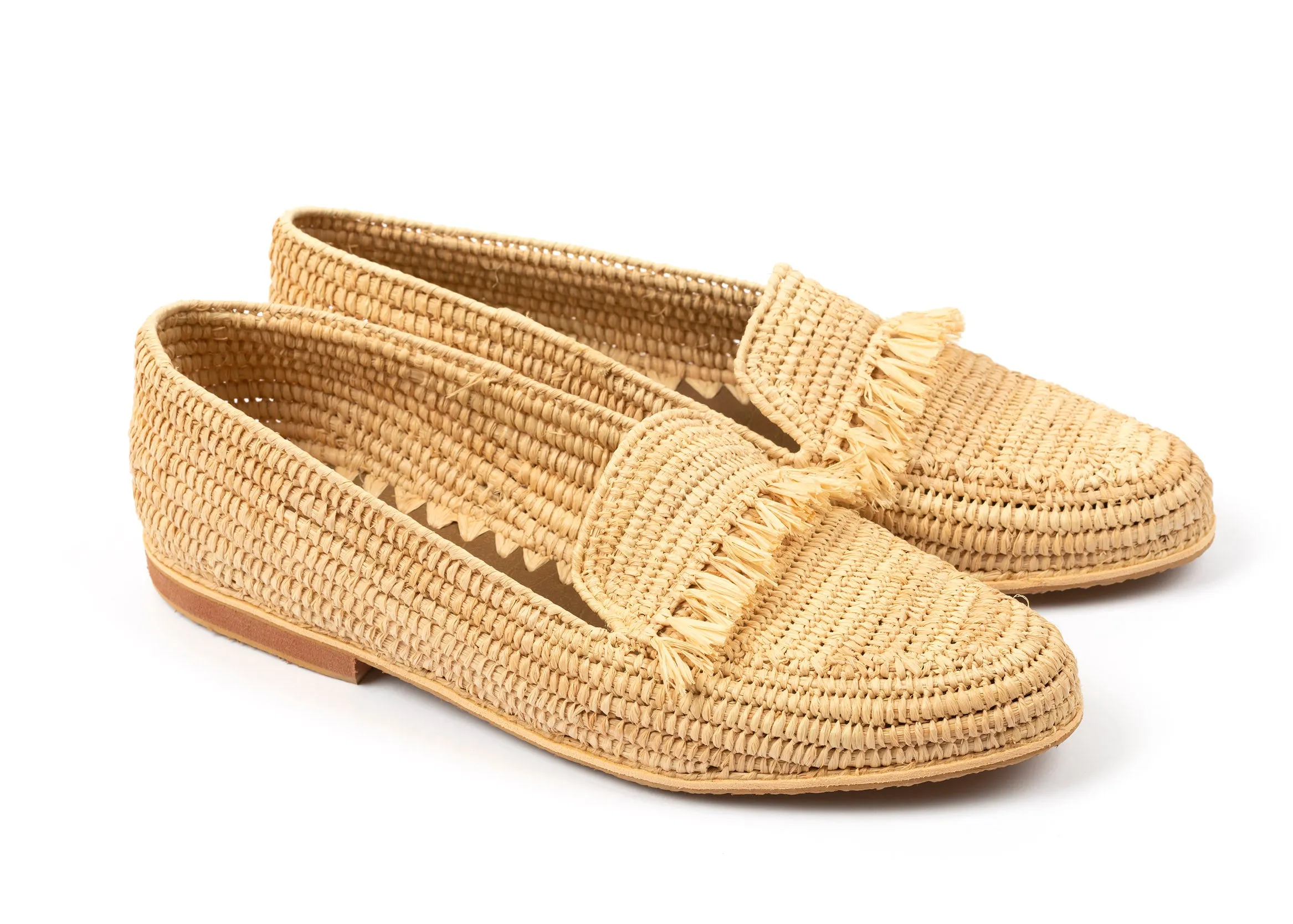 Fringed Raffia Loafers 'ZAHRA'