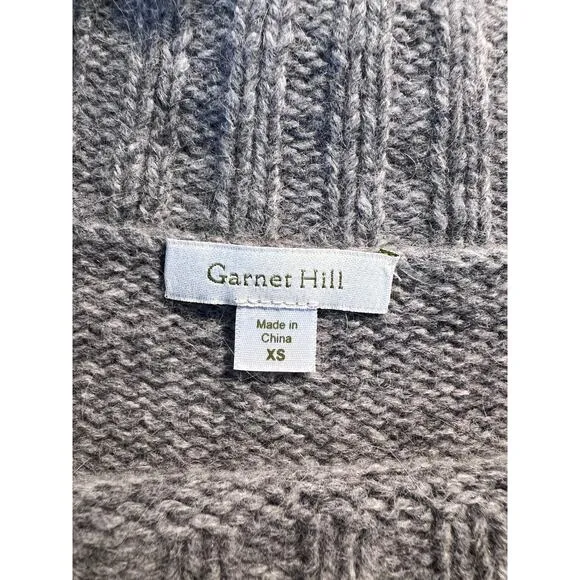 Garnet Hill SweaterLambswool Cable Knit Pullover Gray Grannycore Soft Warm Cozy