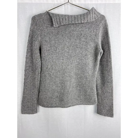 Garnet Hill SweaterLambswool Cable Knit Pullover Gray Grannycore Soft Warm Cozy