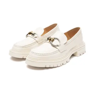 Genuine Leather Ladies Lazy Shoes Platform Slip On Loafers