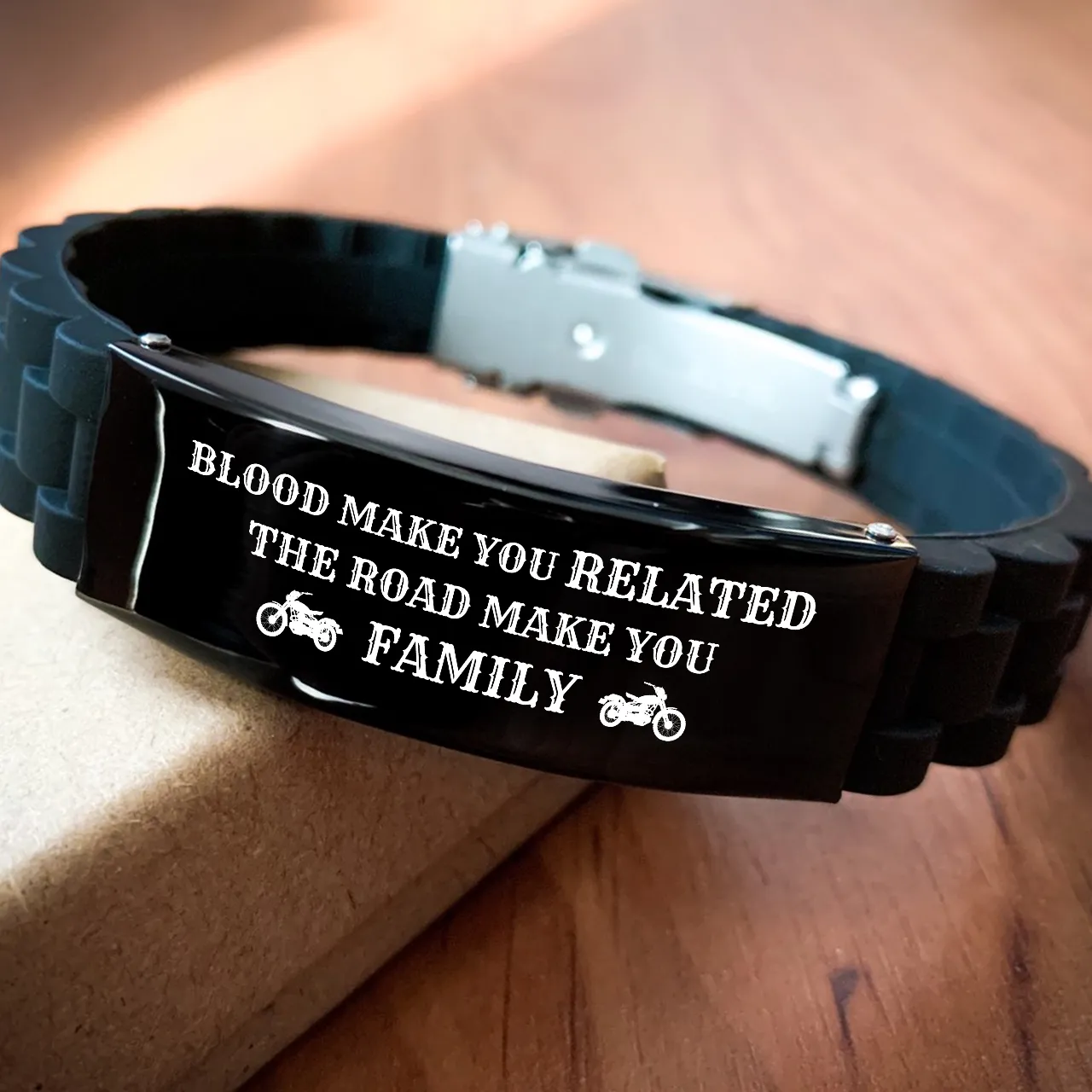 Gift For Motorcycle Brothers, Men's Black Bracelet