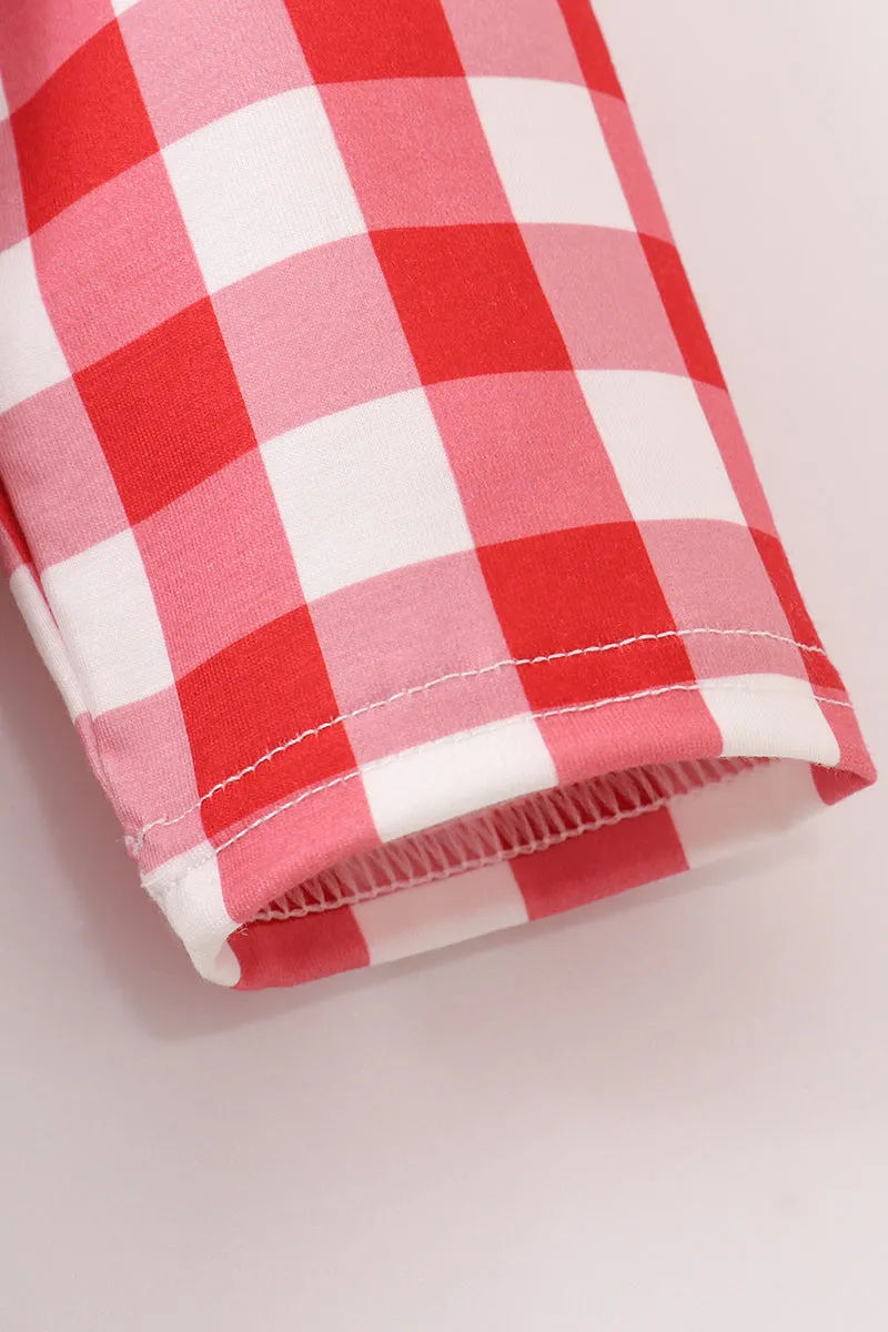 Girls Red Floral & Gingham Dress