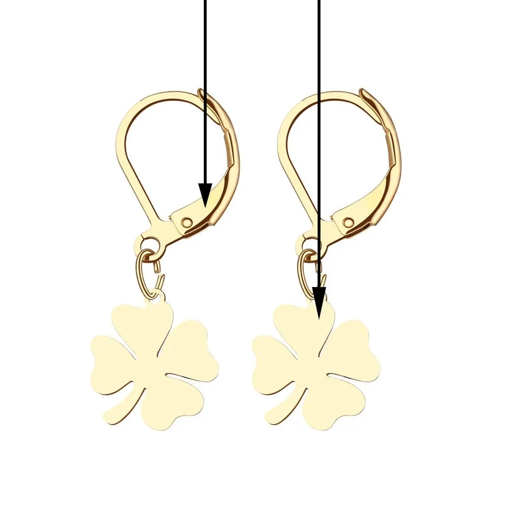 Gold Clover Leaf Dangle Earrings For Women Engagement Jewelry
