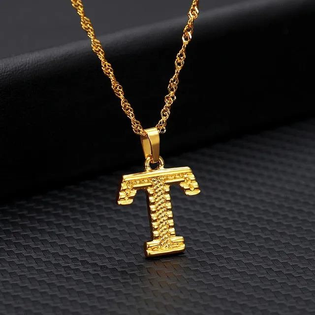 Gold Initial Letter Necklace