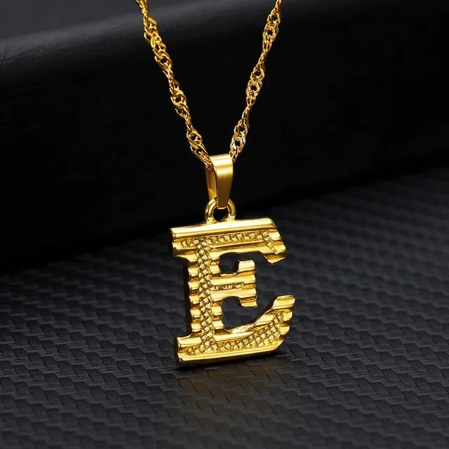 Gold Initial Letter Necklace