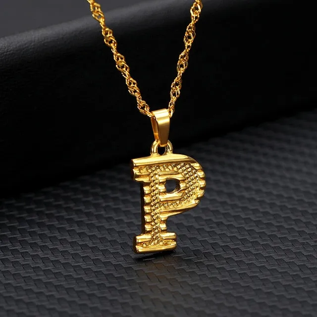 Gold Initial Letter Necklace