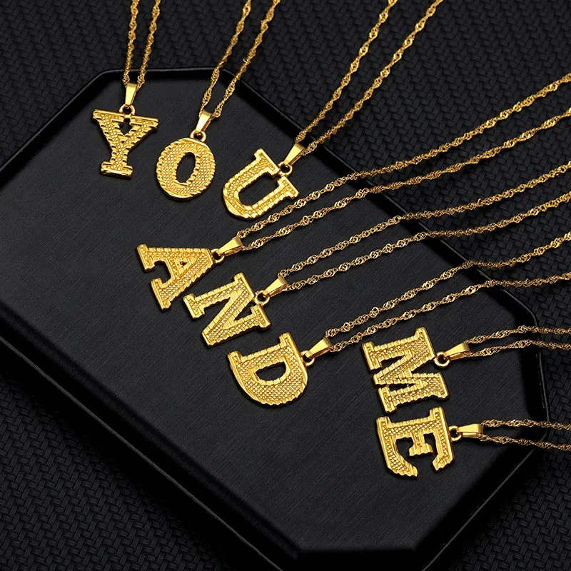 Gold Initial Letter Necklace