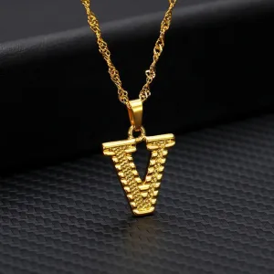 Gold Initial Letter Necklace