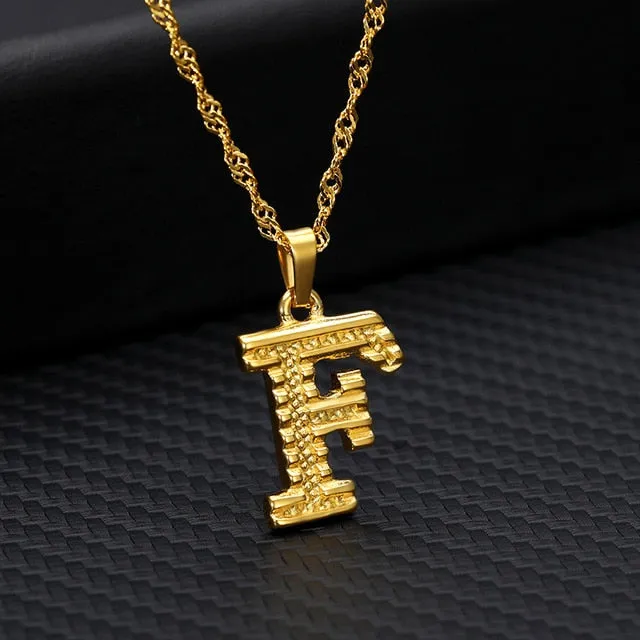 Gold Initial Letter Necklace