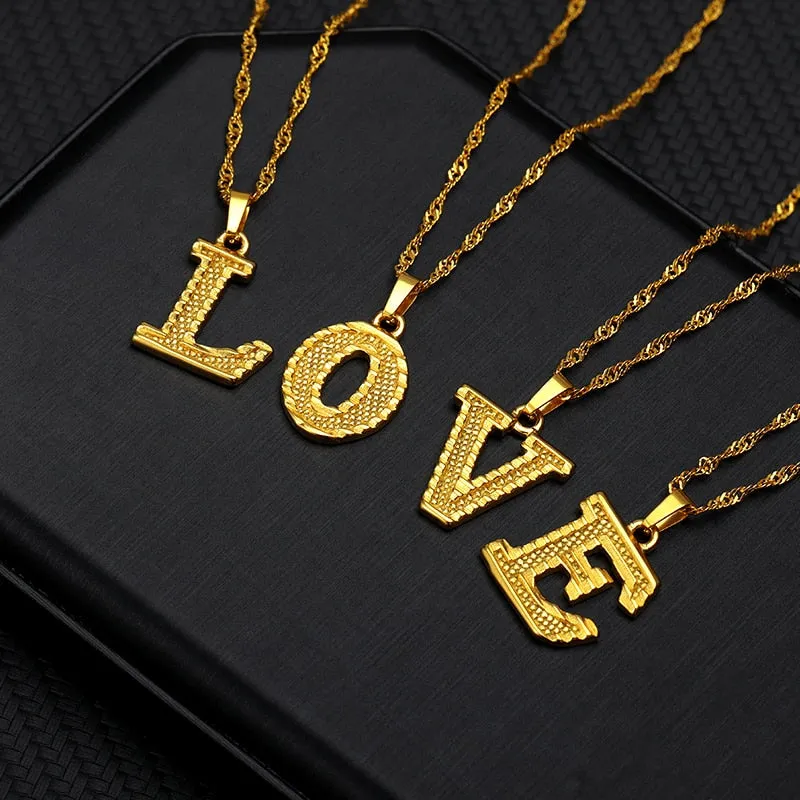 Gold Initial Letter Necklace